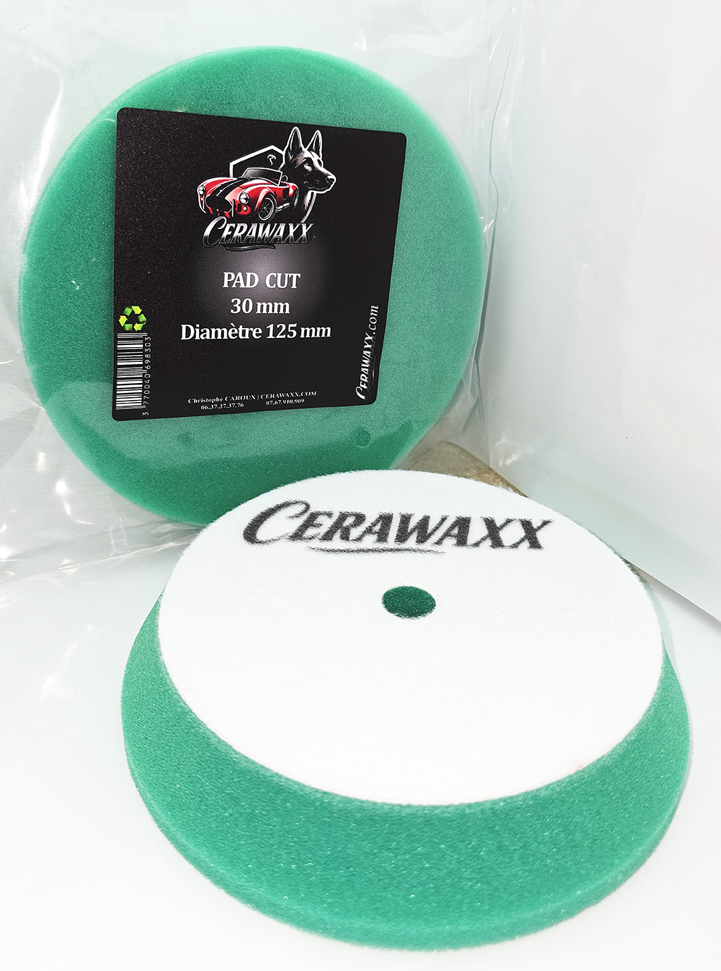 🟢 PAD CUT CERAWAXX – Vert _  Ø 125mm / Ø 80 mm / Ø 30 mm