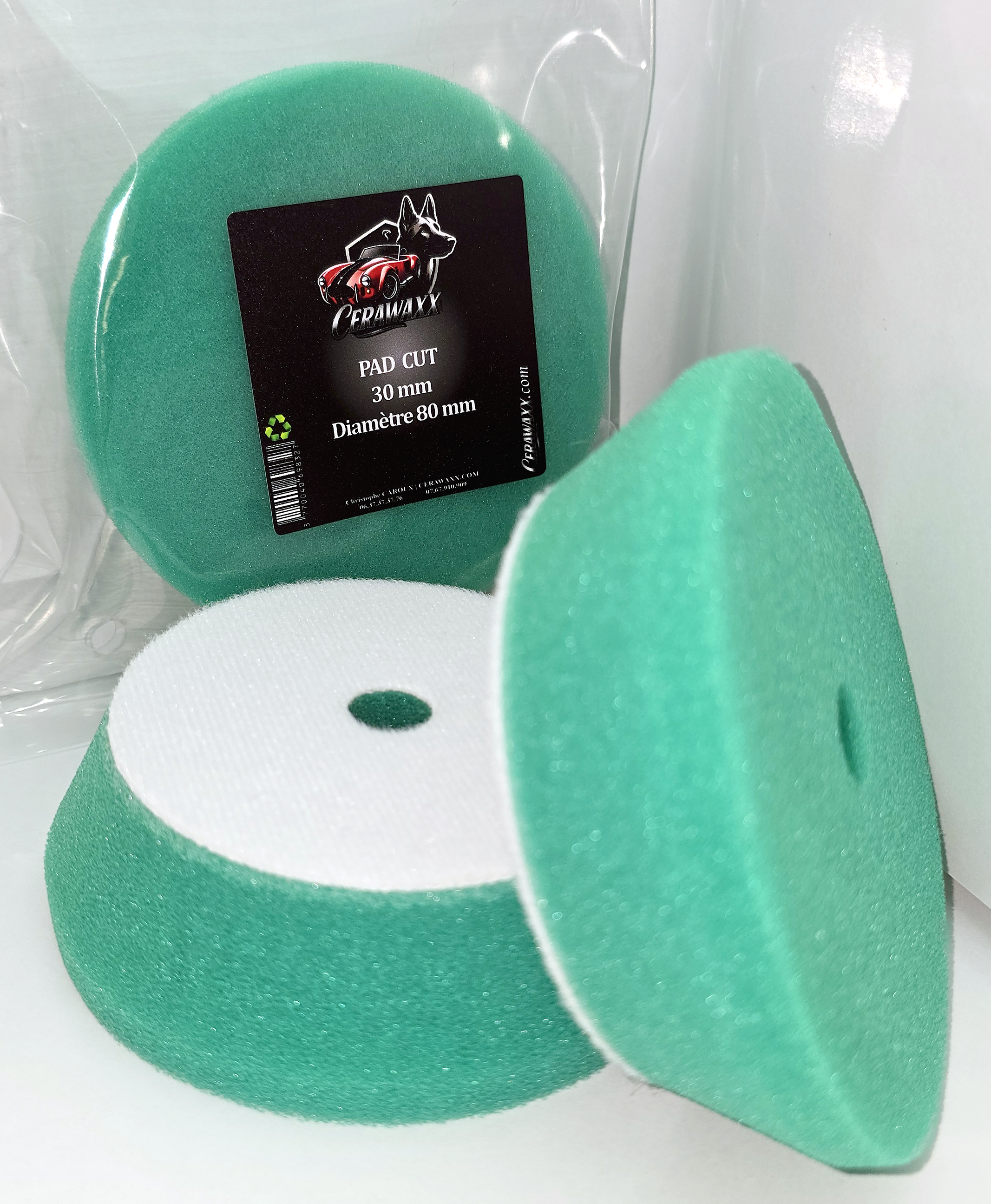 🟢 PAD CUT CERAWAXX – Vert _  Ø 125mm / Ø 80 mm / Ø 30 mm